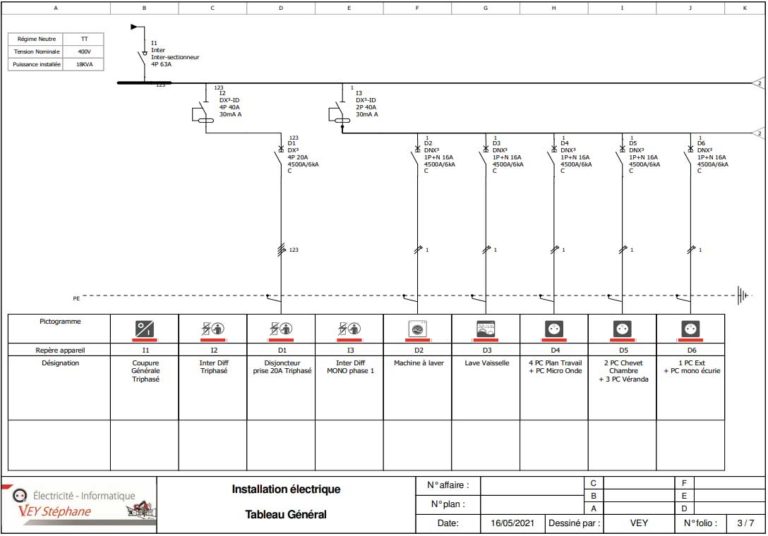 electricite lamastre, schema unifilaire